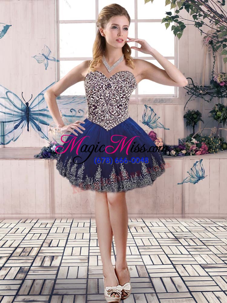 wholesale ideal royal blue sleeveless tulle lace up sweet 16 dresses for sweet 16 and quinceanera