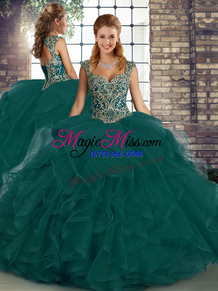 wholesale sleeveless beading and ruffles lace up 15 quinceanera dress