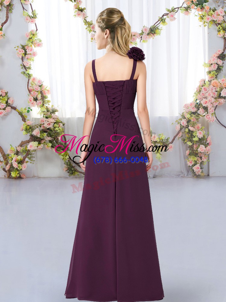 wholesale empire wedding guest dresses navy blue straps chiffon sleeveless floor length lace up