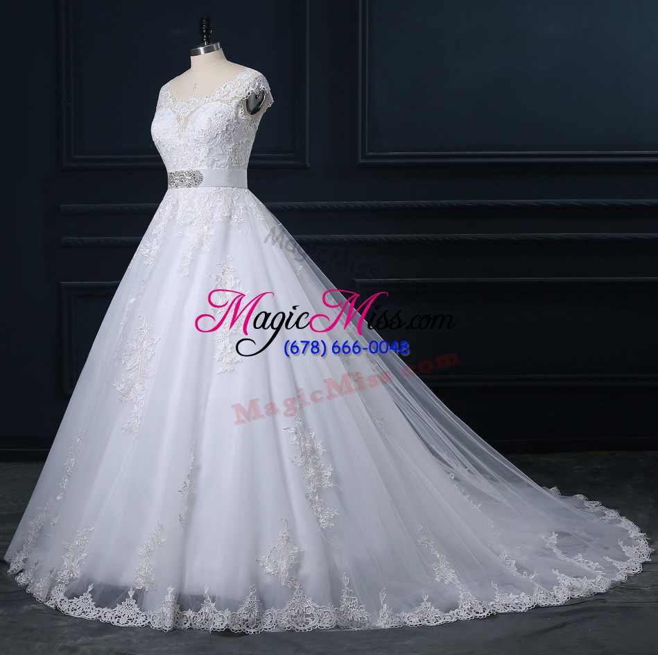 wholesale white sleeveless beading and lace zipper wedding dresses