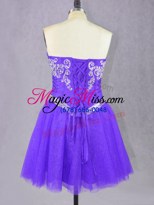 wholesale mini length lavender sweetheart sleeveless lace up
