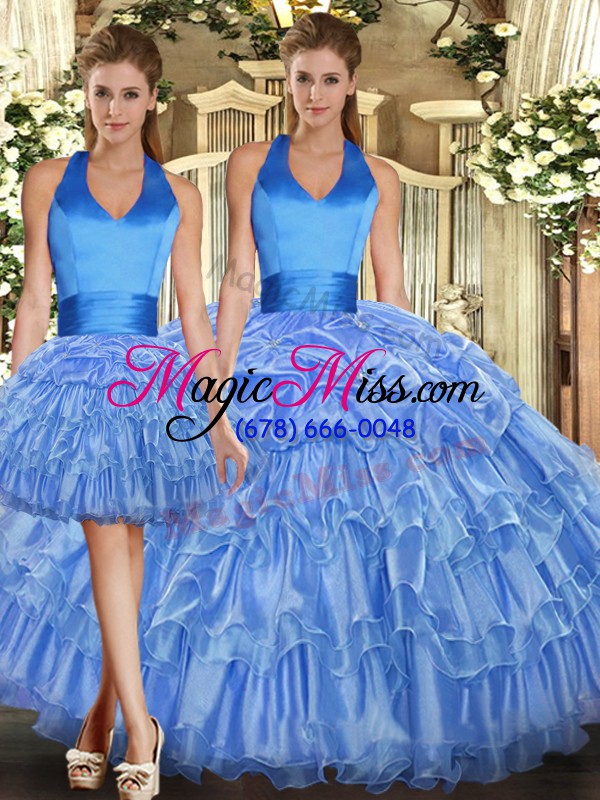 wholesale sleeveless lace up floor length ruffles and pick ups quinceanera gowns
