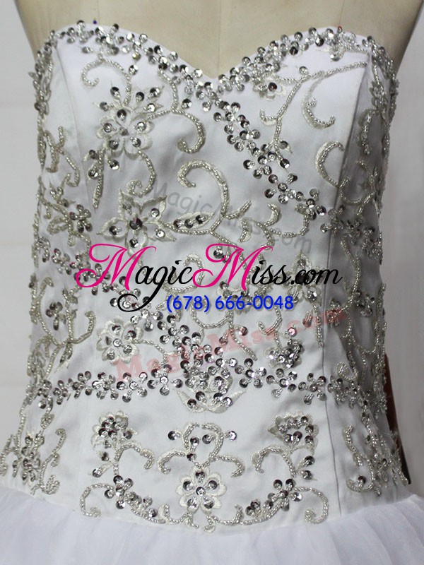 wholesale floor length white quince ball gowns sweetheart sleeveless zipper