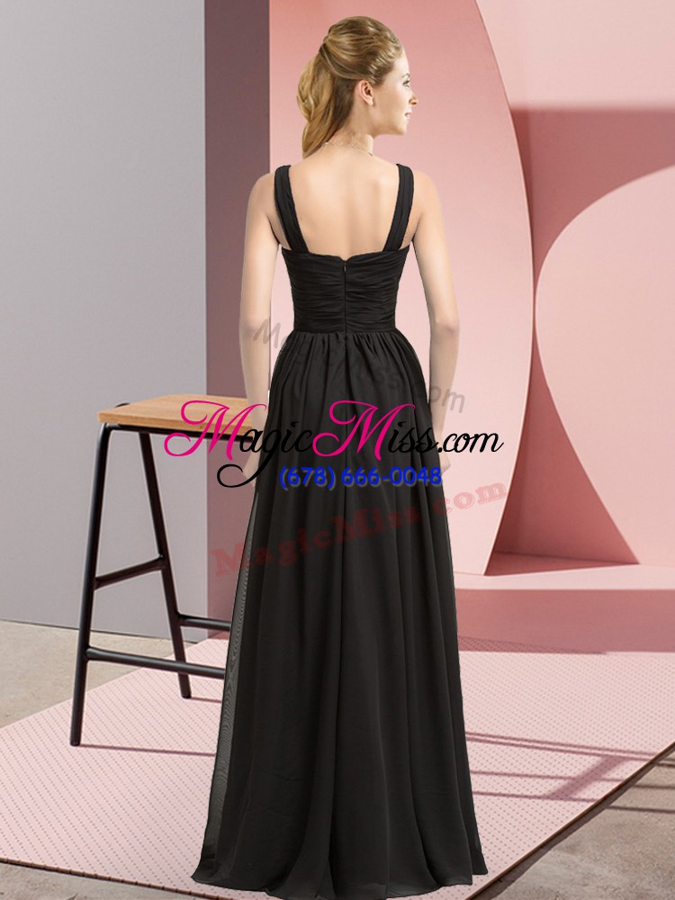 wholesale excellent chiffon sleeveless floor length dama dress for quinceanera and beading and appliques