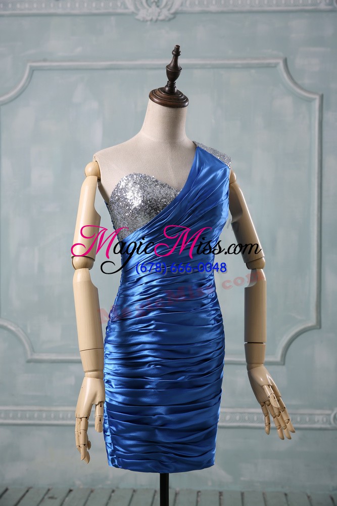 wholesale blue sleeveless taffeta zipper womens evening dresses for prom and party