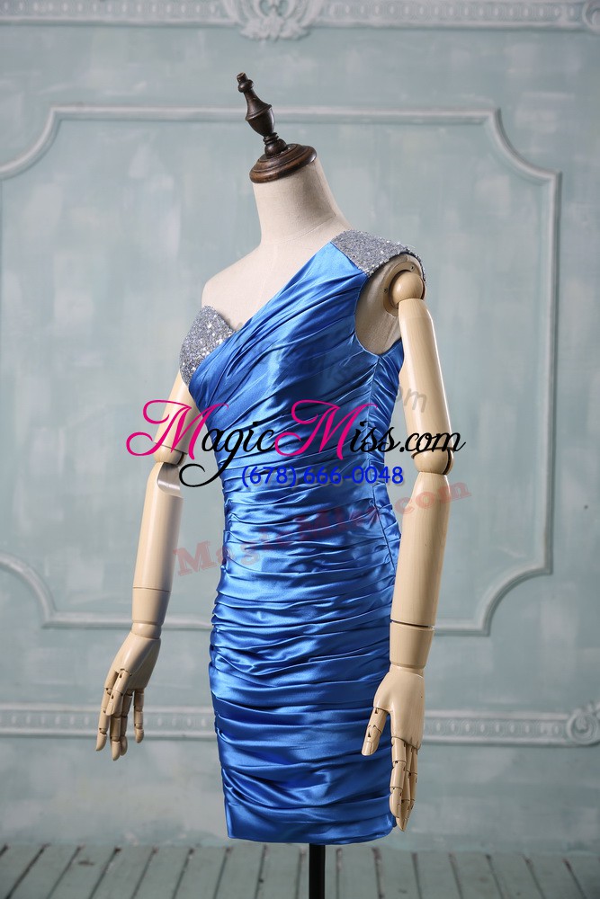 wholesale blue sleeveless taffeta zipper womens evening dresses for prom and party