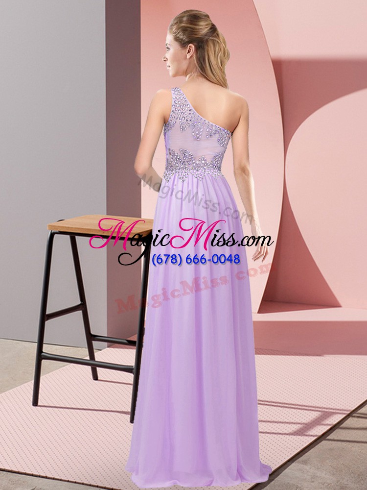 wholesale hot pink one shoulder neckline beading dress for prom sleeveless side zipper