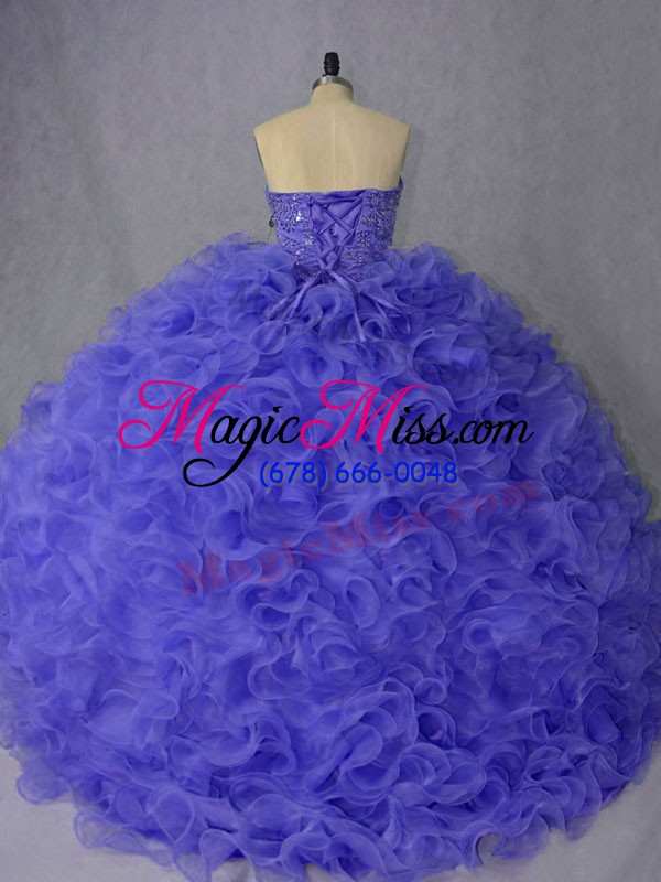 wholesale lavender and purple quinceanera dresses organza brush train sleeveless beading