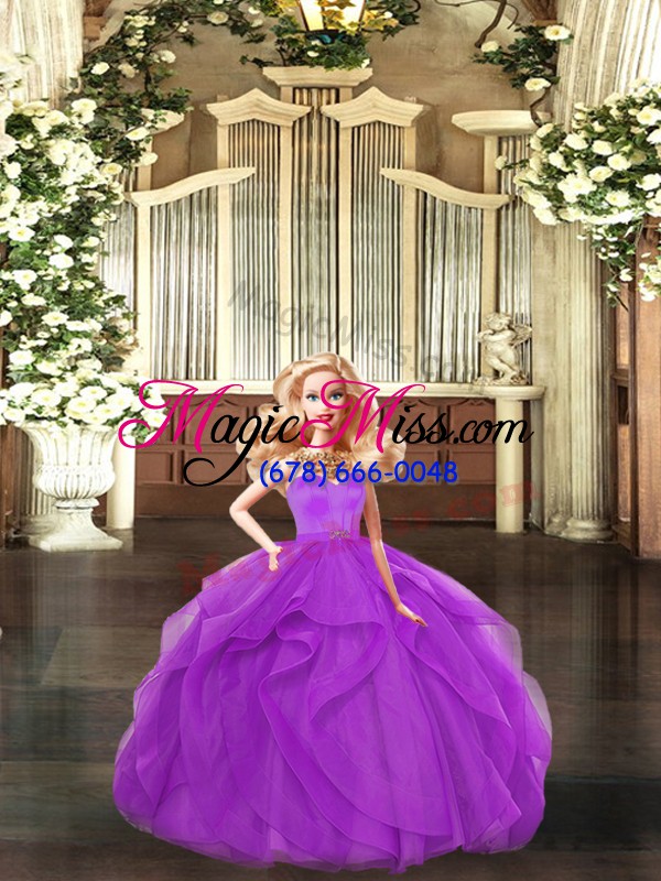 wholesale sumptuous lilac sweetheart neckline beading and ruffles 15th birthday dress sleeveless lace up