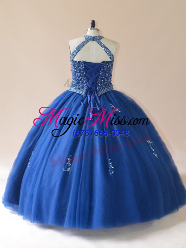 wholesale floor length blue quinceanera dresses scoop sleeveless lace up