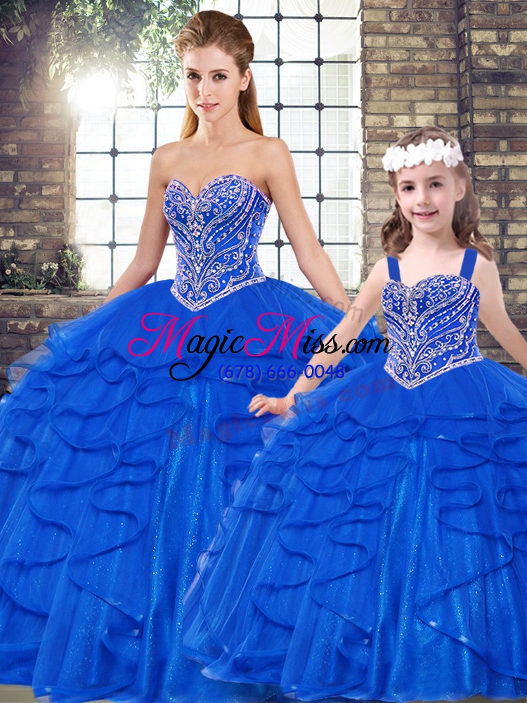 wholesale fancy sleeveless beading and ruffles lace up quinceanera gown