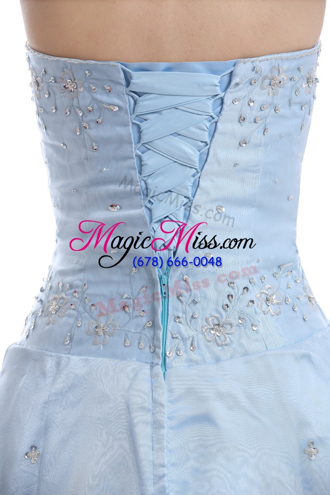 wholesale floor length lace up 15 quinceanera dress light blue for sweet 16 and quinceanera with embroidery