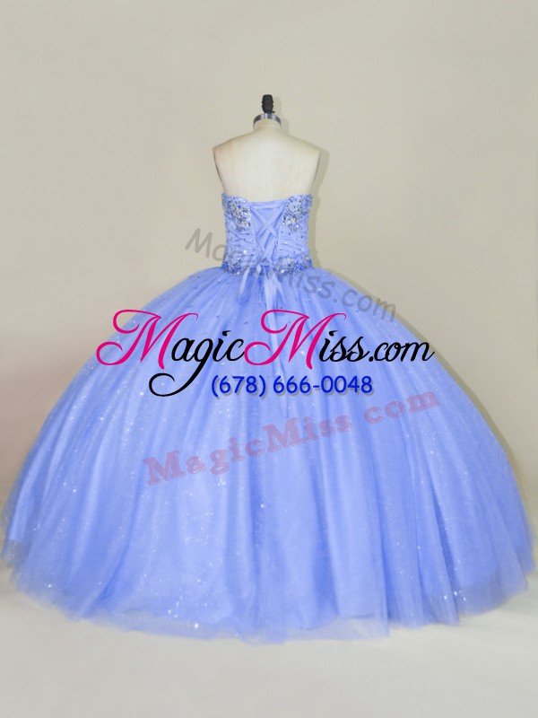 wholesale artistic lavender ball gowns strapless sleeveless tulle floor length lace up beading and sequins quinceanera gown