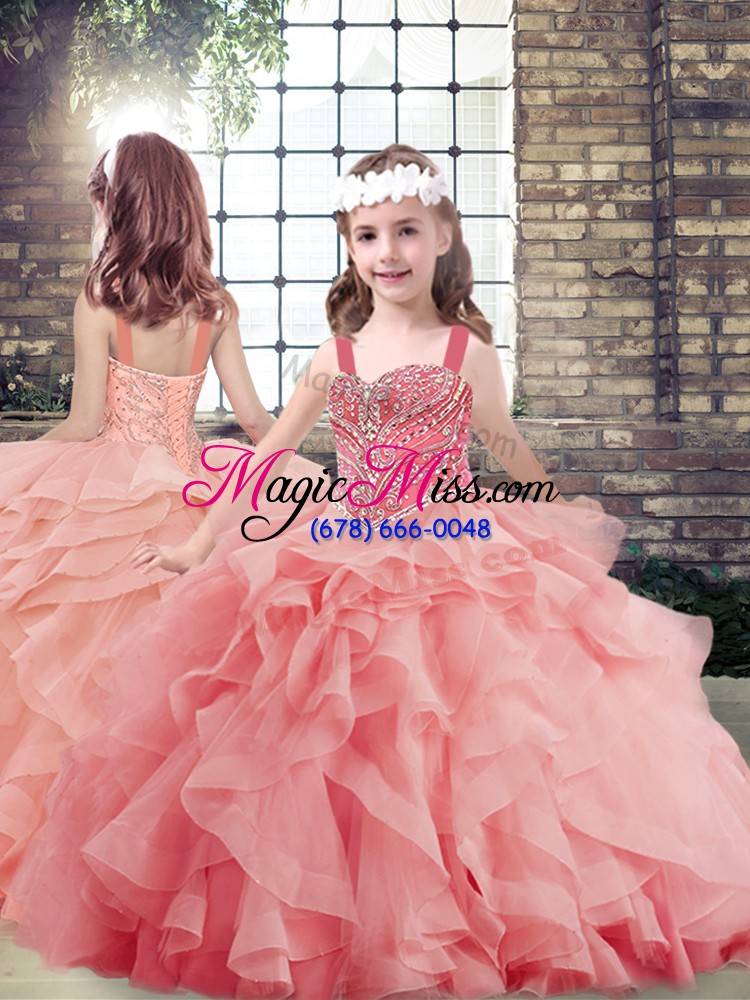 wholesale watermelon red sweet 16 quinceanera dress sweetheart sleeveless brush train lace up