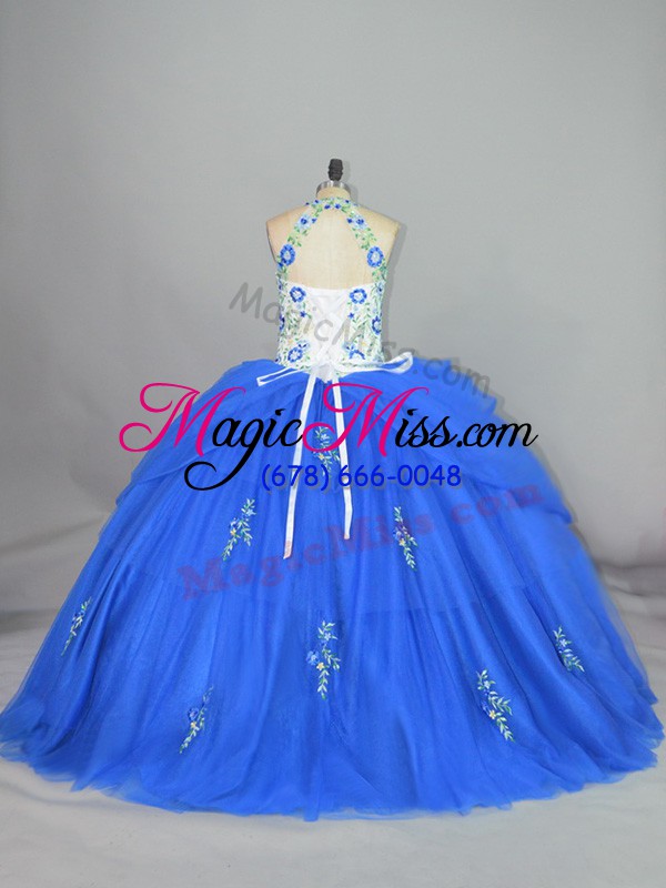 wholesale strapless sleeveless lace up quinceanera gown blue tulle