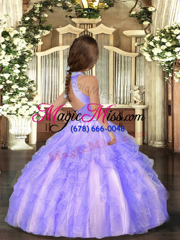 wholesale aqua blue backless little girl pageant dress beading and ruffles sleeveless floor length