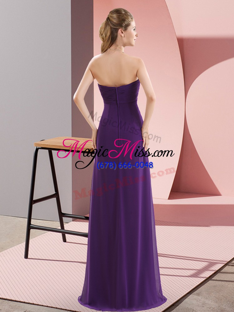wholesale fine floor length purple sweetheart sleeveless zipper