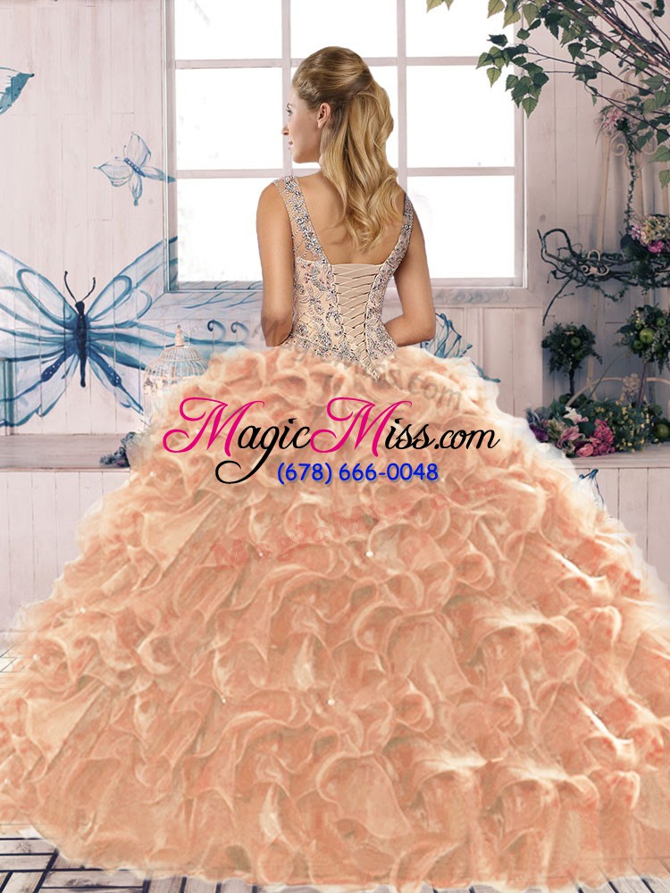 wholesale decent sleeveless beading and ruffles lace up quinceanera gowns