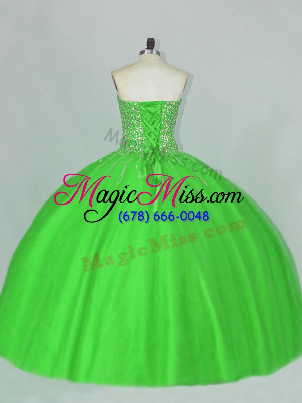 wholesale beading quinceanera gown green lace up sleeveless floor length