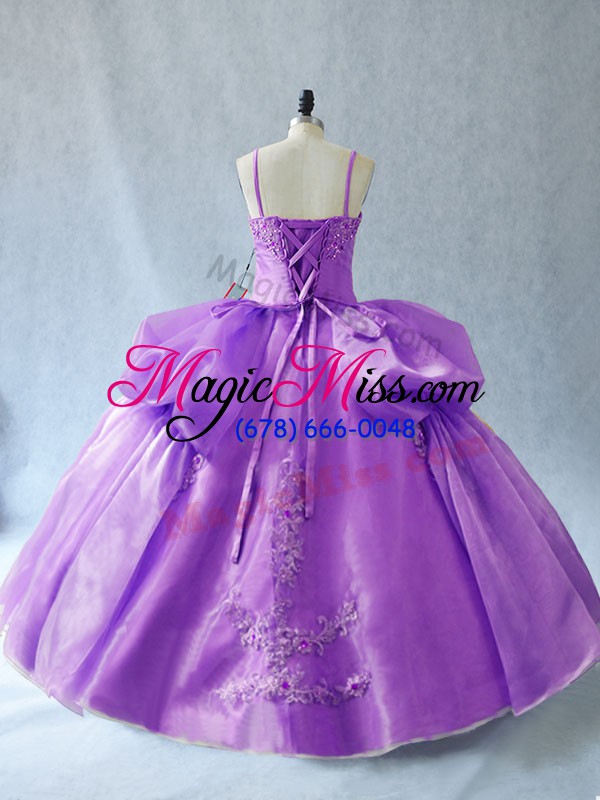 wholesale sleeveless floor length appliques lace up sweet 16 quinceanera dress with lavender