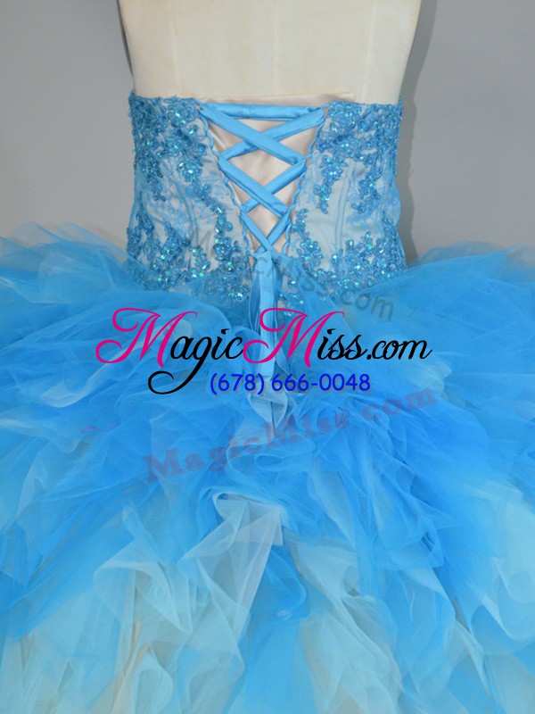 wholesale sweetheart sleeveless lace up quinceanera dresses multi-color tulle