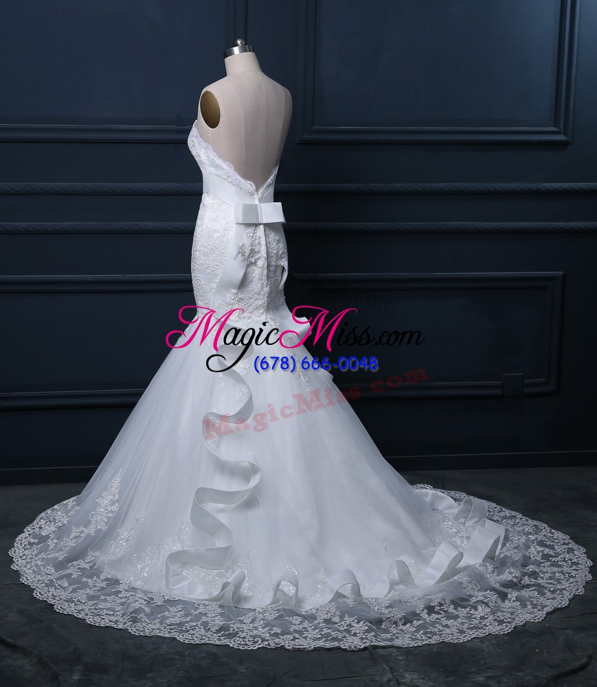 wholesale custom fit white sweetheart neckline lace bridal gown sleeveless zipper