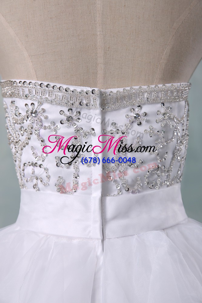 wholesale sweetheart sleeveless brush train zipper wedding gowns white organza