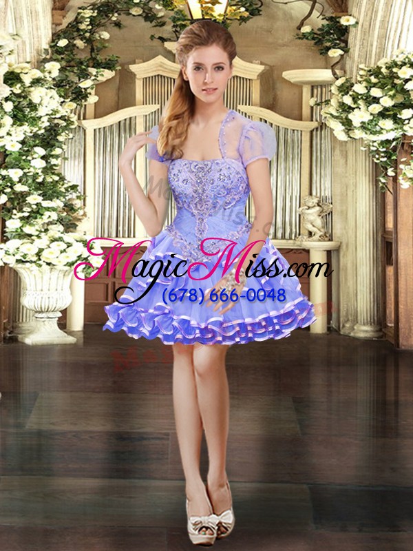 wholesale exceptional lavender sleeveless organza lace up quinceanera gown for military ball and sweet 16 and quinceanera