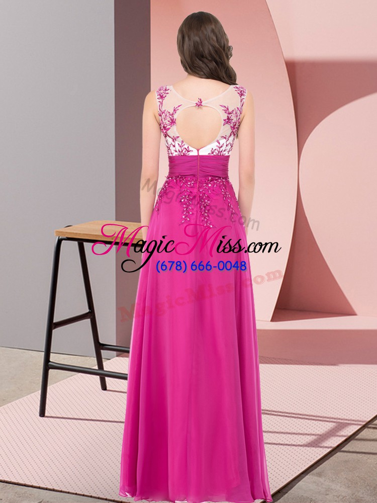wholesale eye-catching floor length quinceanera court dresses chiffon sleeveless appliques