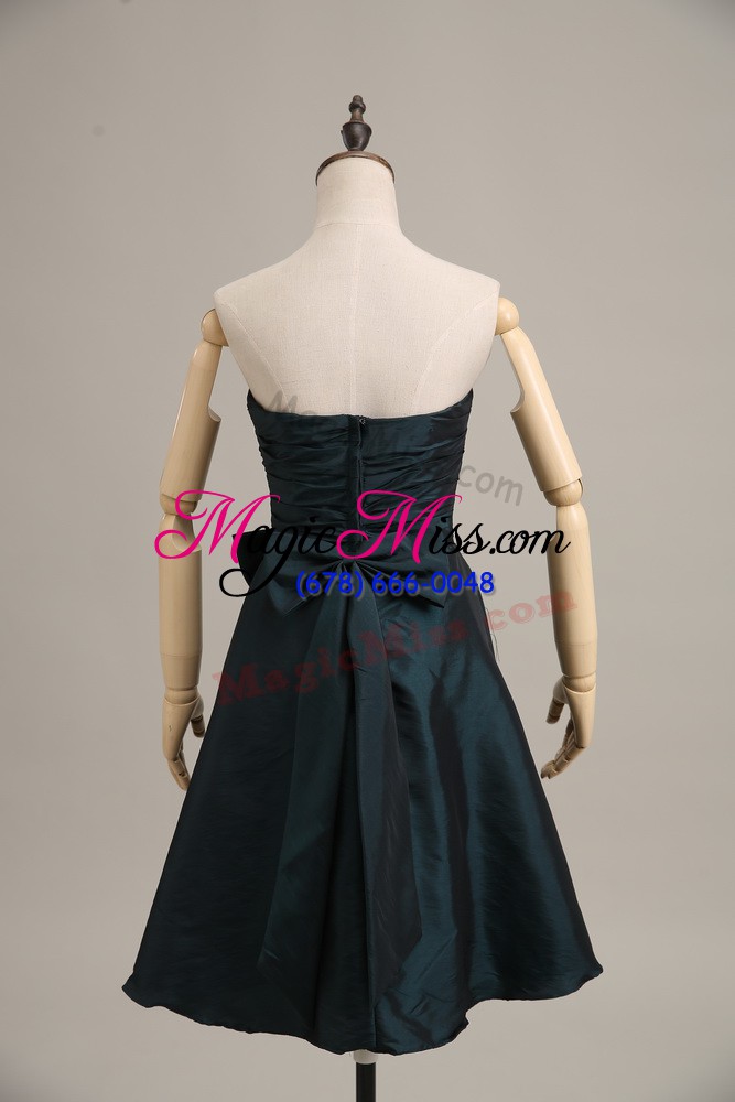 wholesale pretty bowknot prom evening gown peacock green zipper sleeveless mini length