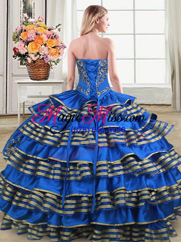 wholesale flare organza sleeveless floor length sweet 16 quinceanera dress and embroidery and ruffled layers