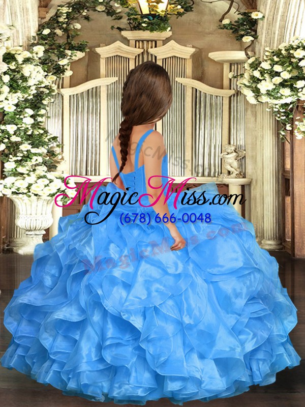 wholesale sleeveless ruffles lace up pageant dress for girls