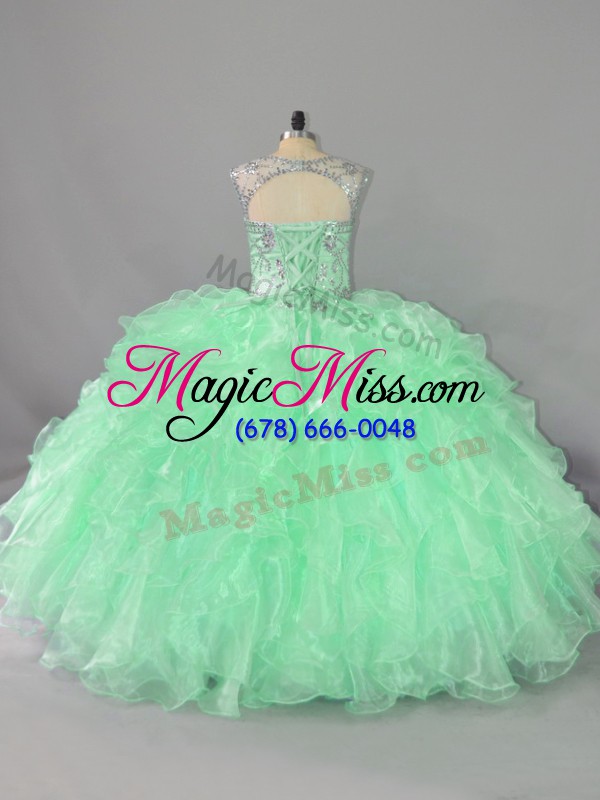 wholesale graceful sleeveless lace up floor length beading and ruffles ball gown prom dress