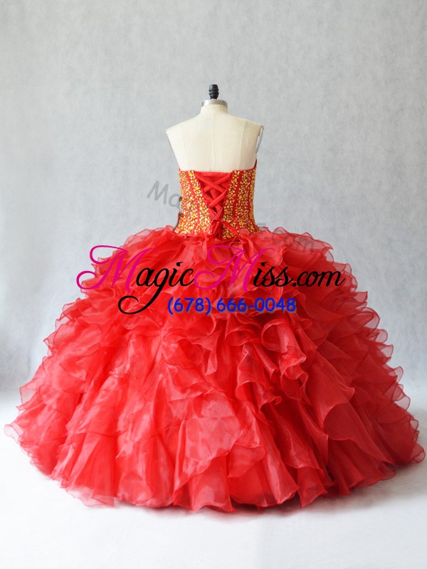 wholesale comfortable floor length red sweet 16 dress sweetheart sleeveless lace up