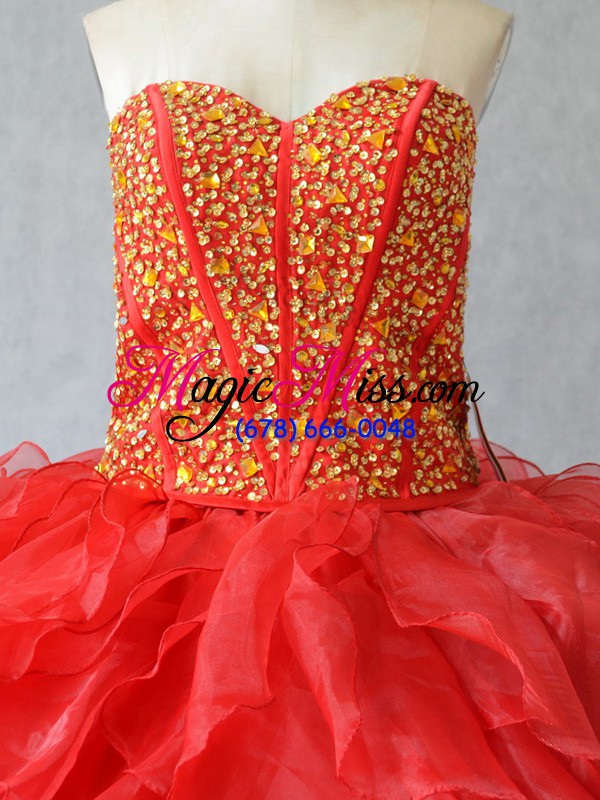 wholesale comfortable floor length red sweet 16 dress sweetheart sleeveless lace up