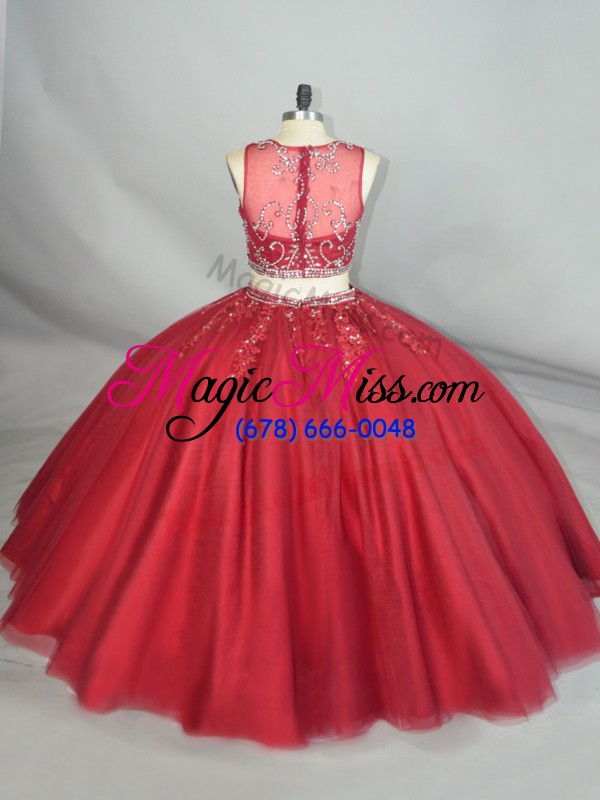 wholesale floor length zipper quinceanera dresses red for quinceanera with beading and appliques