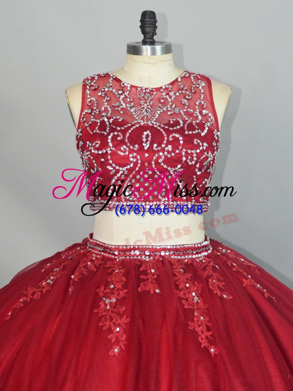 wholesale floor length zipper quinceanera dresses red for quinceanera with beading and appliques