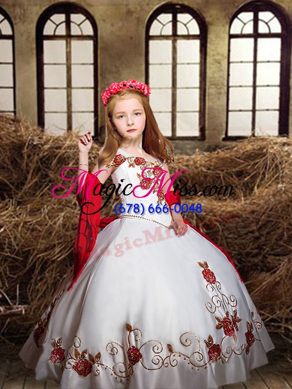wholesale charming beading and embroidery sweet 16 dresses white and red lace up sleeveless floor length