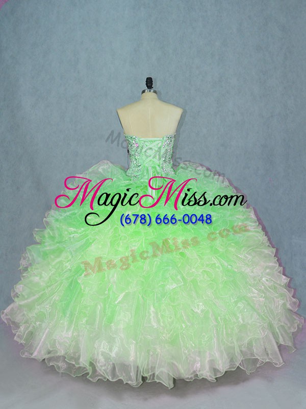 wholesale dazzling multi-color sleeveless floor length beading and ruffles lace up quinceanera gowns