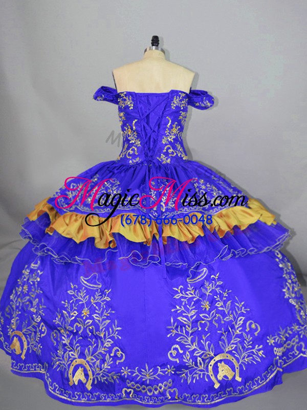 wholesale floor length lace up quinceanera gowns blue for sweet 16 and quinceanera with embroidery