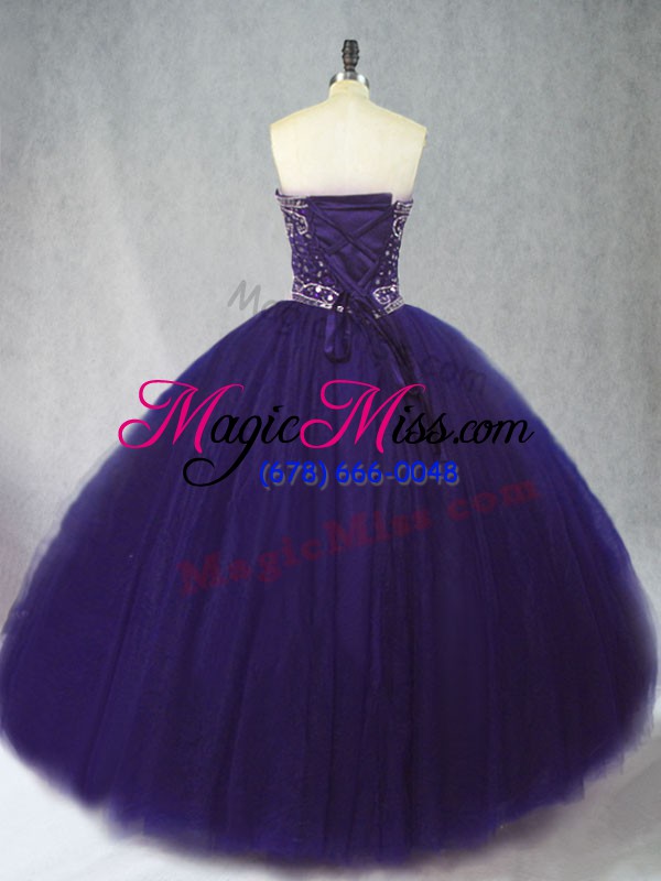 wholesale purple sleeveless beading floor length quinceanera dresses