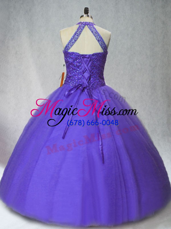 wholesale floor length ball gowns sleeveless purple quince ball gowns lace up