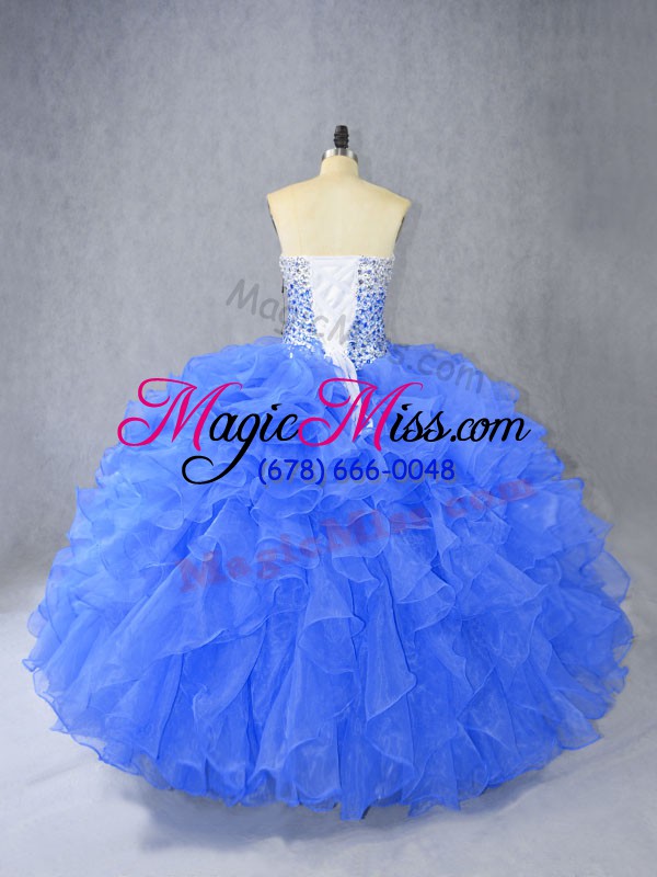 wholesale cheap sleeveless beading and ruffles lace up quinceanera gown