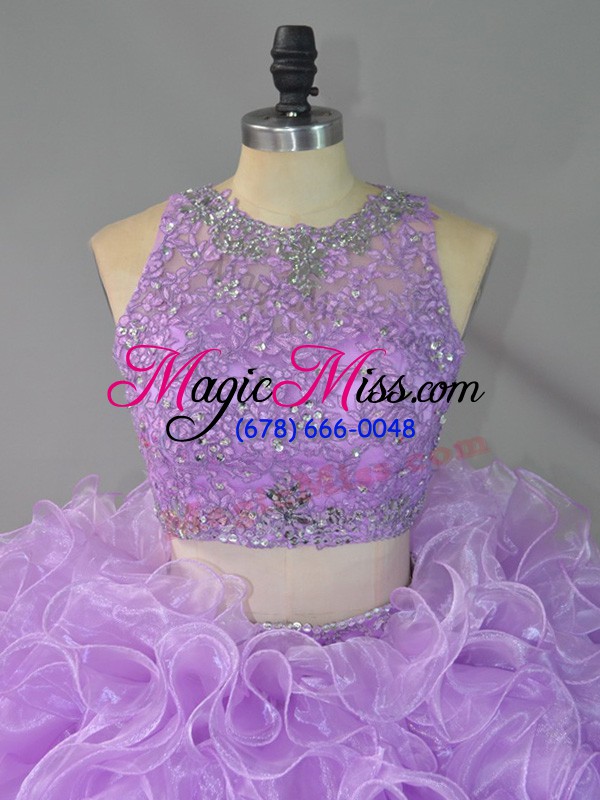 wholesale floor length zipper sweet 16 dress lavender for sweet 16 and quinceanera with beading and ruffles