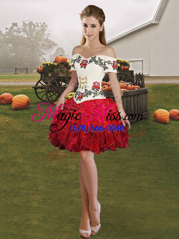 wholesale great organza sleeveless floor length 15 quinceanera dress and embroidery and ruffles