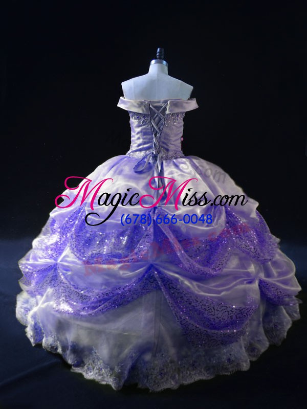 wholesale flare floor length lace up sweet 16 quinceanera dress lavender for sweet 16 and quinceanera with beading and pick ups