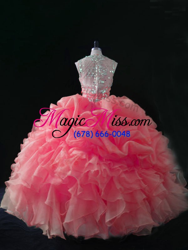 wholesale baby pink sleeveless beading and ruffles and pick ups quinceanera dress