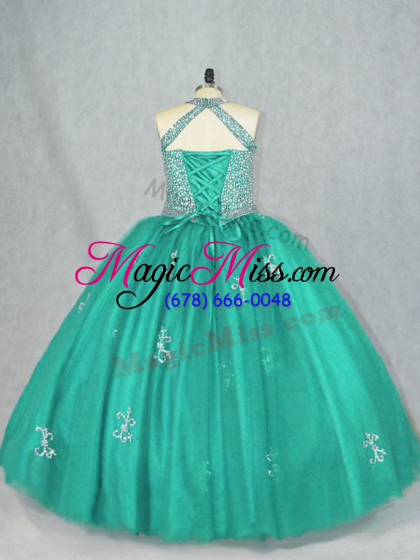 wholesale tulle sleeveless floor length vestidos de quinceanera and beading and appliques