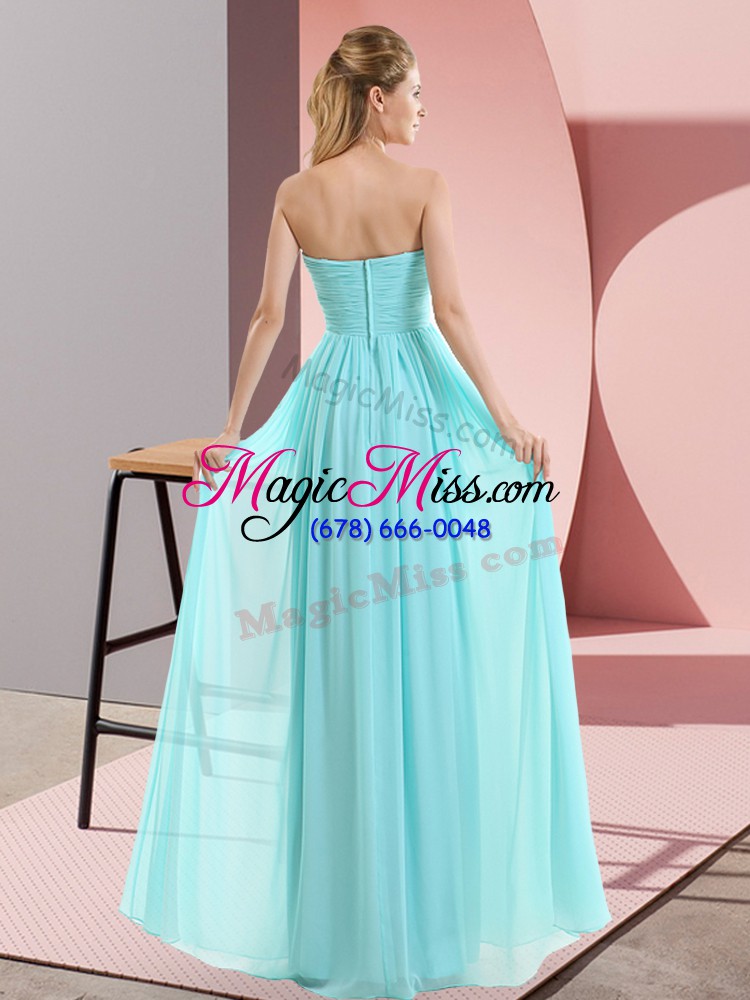wholesale fine blue empire chiffon sweetheart sleeveless beading floor length zipper homecoming dress