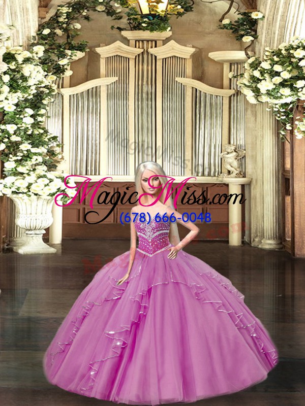 wholesale lilac sleeveless beading floor length quinceanera gowns